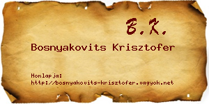 Bosnyakovits Krisztofer névjegykártya
